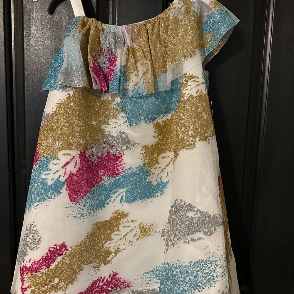 Disney Store Girls’ One-Shoulder Glitter Dress — Size 5/6 — NWT